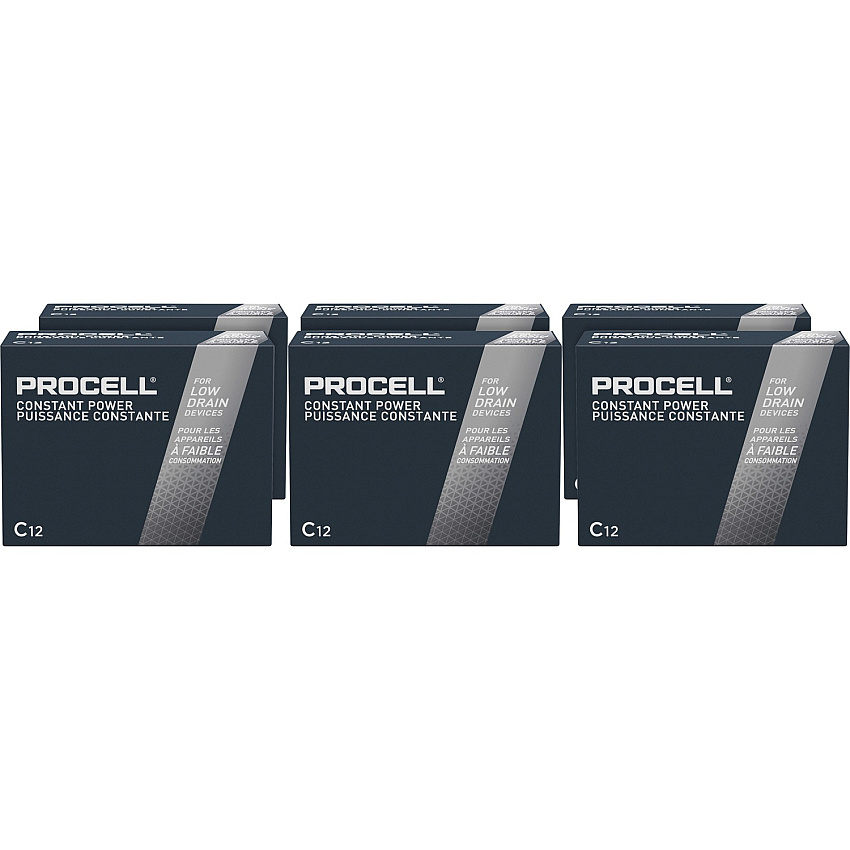 Duracell Procell Alkaline C Battery Boxes of 12 For Multipurpose - C - 7000 mAh - 1.5 V DC - 12/Box - 6 / Carton (PC1400CT)