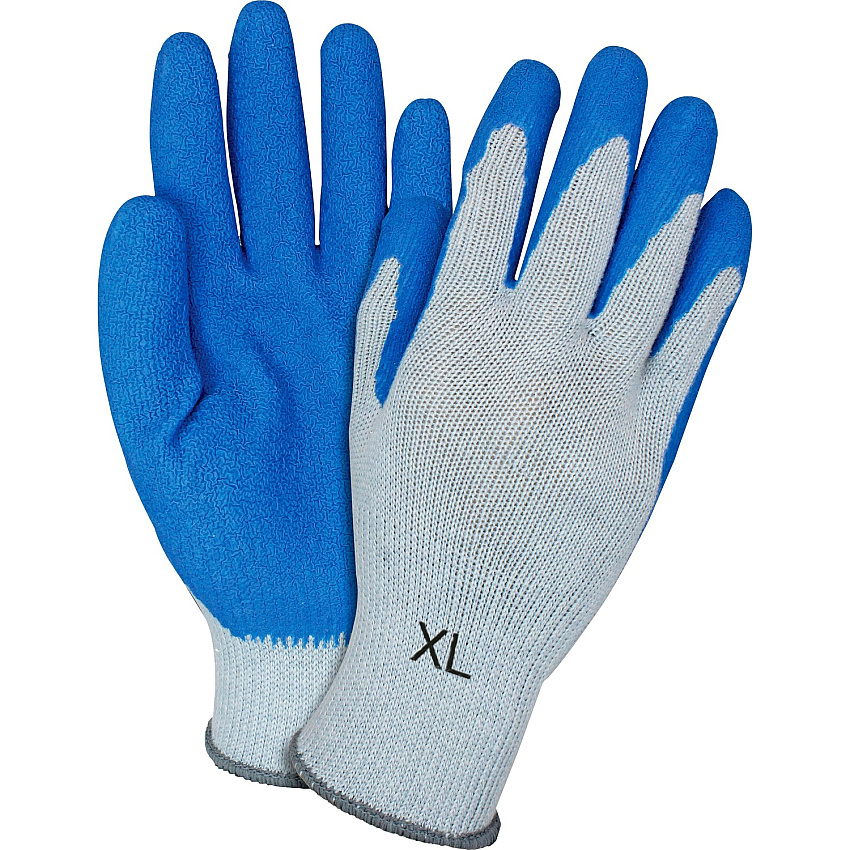 Safety Zone Blue/Gray Coated Knit Gloves Latex Coating - X-Large Size - Blue, Gray - Crinkle Grip, Knitted - For Industrial - 2/Pair - 72 / Carton (GRSLXLCT)