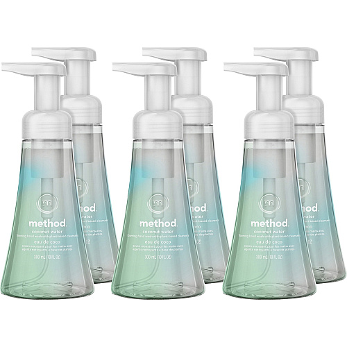Method Foaming Hand Wash Coconut Water Scent - 10 fl oz - Pump Bottle Dispenser - Hand - Clear - 6 / Carton (01854CT)