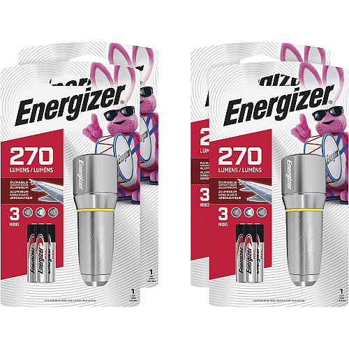 Energizer Vision HD Compact Flashlight LED - 270 lm Lumen - 3 x AA - Battery - Metal, Alloy - Chrome - 4 / Carton (EPMHH32ECT)
