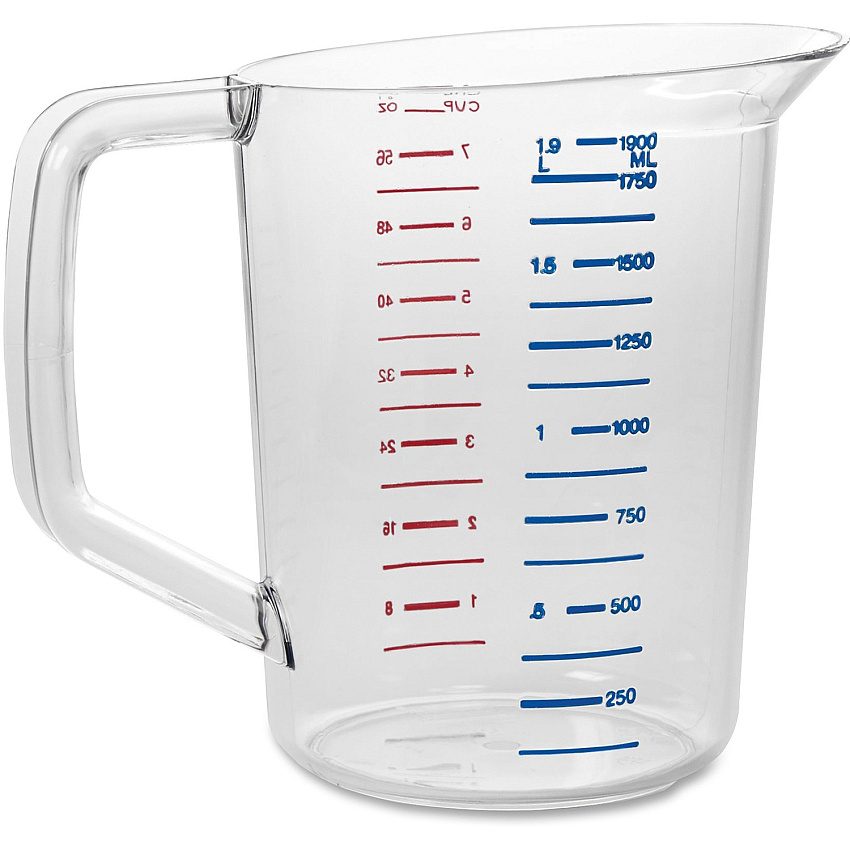 Rubbermaid Commercial Bouncer 2-quart Measuring Cup 2 quart - Clear - Polycarbonate - Measuring - 6 / Carton (3217CLECT)