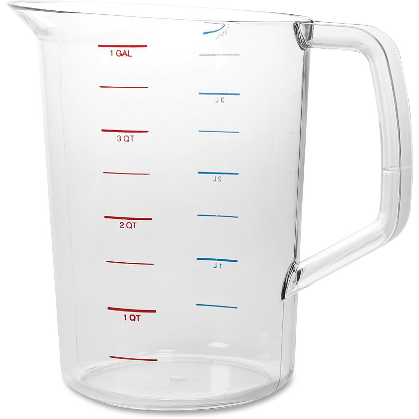 Rubbermaid Commercial Bouncer 4 Quart Measuring Cup 1 gal - 6 / Carton - Clear - Polycarbonate - Measuring (3218CLECT)