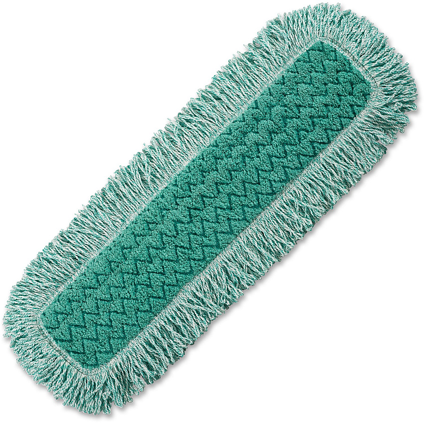 Rubbermaid Commercial Hygen 24" Fringed Dust Mop Pad 24" Width MicroFiber Head - Hook & Loop Backing, Durable - Green - 6 / Carton (Q42600GR00CT)