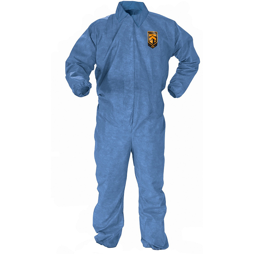Kleenguard A60 Coveralls - Zipper Front, Storm Flap, Elastic Back, Wrists & Ankles Recommended for: Manufacturing, Maintenance, Laboratory, Emergency, Healthcare - Extra Large - Liquid, Chemical, Pathogen, Blood, Particulate, Splash Protection - Z (45004)