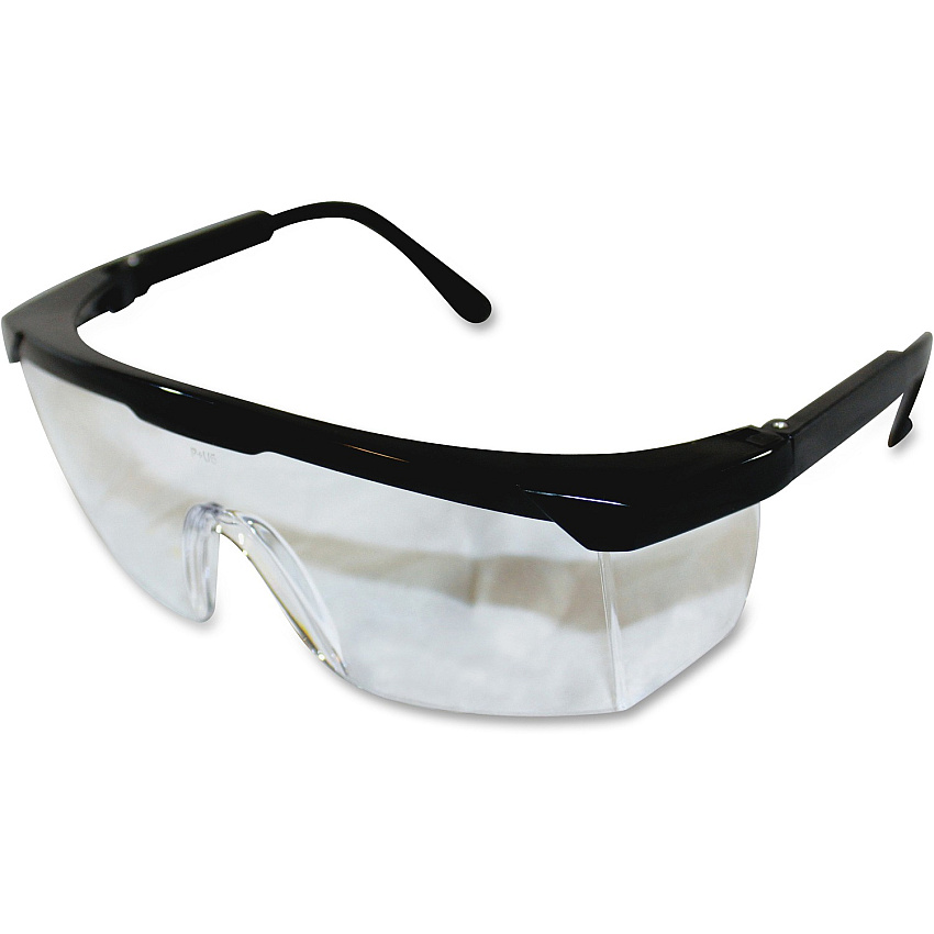 ProGuard Classic 801 Single Lens Safety Eyewear Universal - Ultraviolet, Impact, Eye Protection - Polycarbonate - Clear Lens - Clear Frame - Scratch Resistant, Adjustable Temple, High Visibility, Wraparound Lens, Comfortable - 12/Box - 12 / Cart (7334BCT)