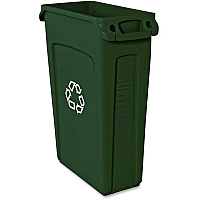 Rubbermaid Commercial Slim Jim 23-Gallon Vented Recycling Containers 23 gal Capacity - Weather Resistant, Durable, Long Lasting, Handle, Lightweight, Sturdy - Plastic - Green - 4 / Carton (354007GNCT)