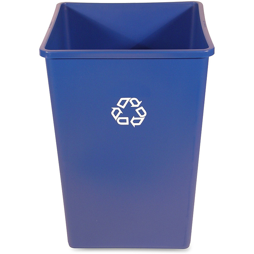 Rubbermaid Commercial Untouchable Square Recycling Container 35 gal Capacity - Square - Easy to Clean, Weather Resistant, Compact - 27.6" Height x 19.5" Width - Plastic, Resin - Blue - 4 / Carton (395873BLUCT)