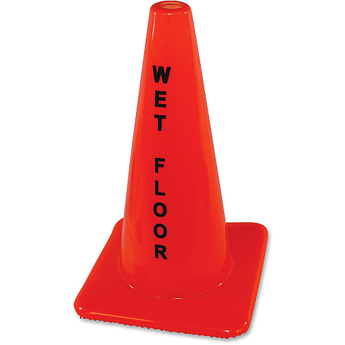 Impact Wet Floor Orange Safety Cone 6 / Carton - English - Wet Floor Print/Message - 16.6" Width x 18" Height - Cone Shape - Heavy Duty - Vinyl - Orange (9100CT)