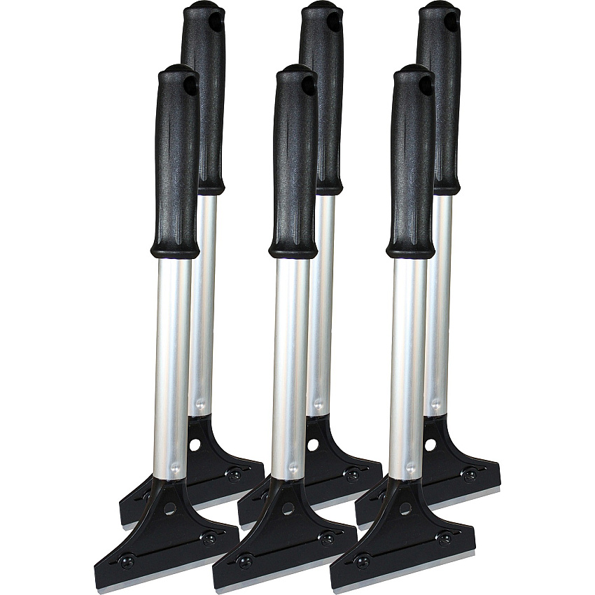 Impact Long Handled Scraper 4" Steel Blade - 12" Handle - 0.8" Height x 4" Width x 12.5" Length - Comfort Grip - Black, Silver - 6 / Carton (3411CT)