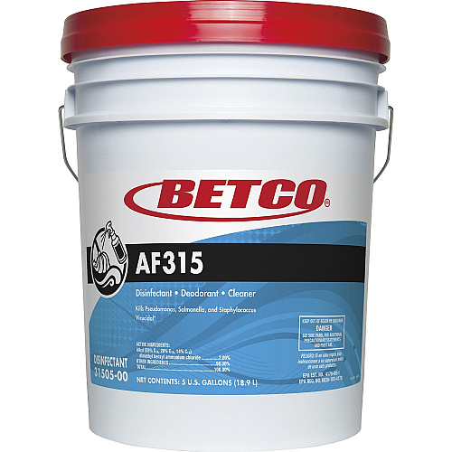Betco AF315 Disinfectant Cleaner 640 fl oz (20 quart) - Citrus Floral Scent - pH Neutral, Long Lasting, Deodorize - Turquoise - 1 / Carton (3150500)