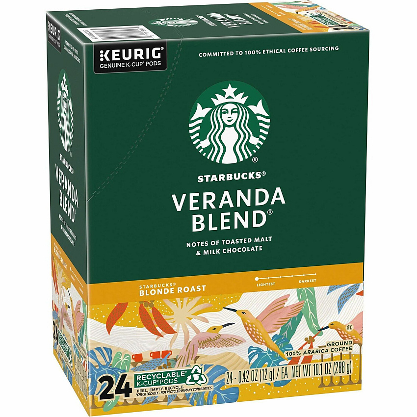 Starbucks&reg; K-Cup Veranda Blend Coffee Compatible with Drip-coffee Brewer - Blonde - K-Cup - Veranda Blend - 24 / Box (12434950)