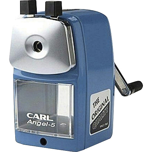 CARL Angel-5 Pencil Sharpener Desktop - 5" Height x 2.8" Width - Steel, Aluminum - Blue - 1 Each (19016)
