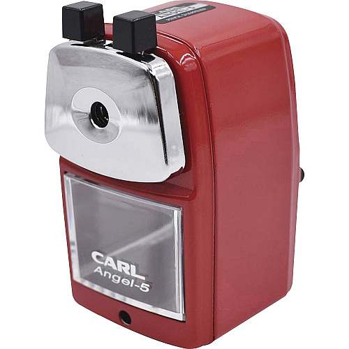 CARL Angel-5 Pencil Sharpener Desktop - 5" Height x 2.8" Width - Steel, Aluminum - Red - 1 Each (19017)