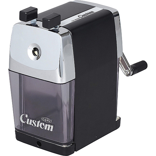 CARL Custom Pencil Sharpener Desktop - 6" Height x 3" Width - Steel, Aluminum - Black - 1 Each (19019)