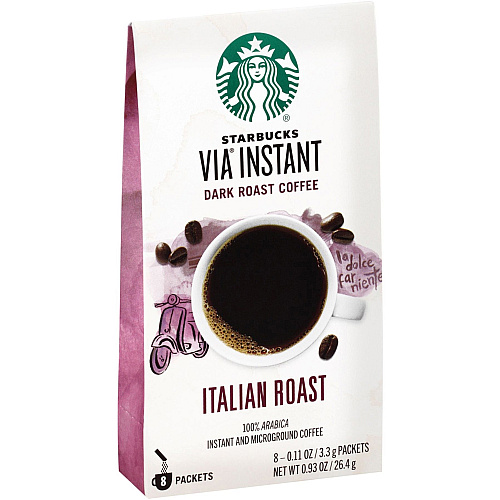 Starbucks Portion Pack VIA Ready Brew Italian Roast Coffee Bold - 0.1 oz - Portion Pack - Italian Roast - 8 / Box (12407838)