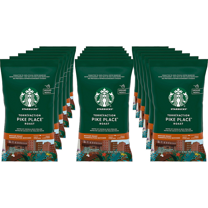 Starbucks Pike Place Medium Roast Coffee Medium - 2.5 oz - Pike Place - 18 / Box (12411960)