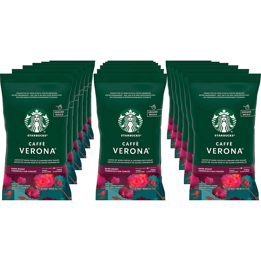 Starbucks Caffe Verona Coffee Dark - 2.5 oz Per Pouch - Caffe Verona - 18 / Box (12411956)