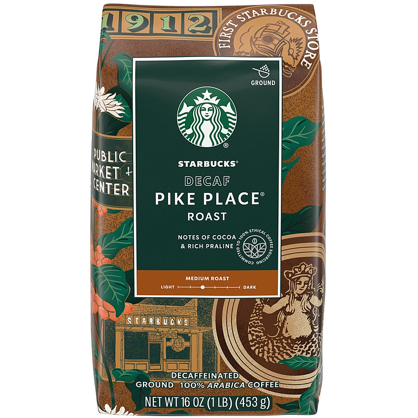 Starbucks Decaf Pike Place Coffee Medium - 16 oz - Pike Place - Decaffeinated - 1 Each (12411962)