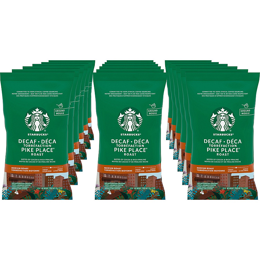 Starbucks Decaf Pike Place Coffee Pack Medium - 2.5 oz Per Packet - Pike Place - Decaffeinated - 18 / Box (12420994)