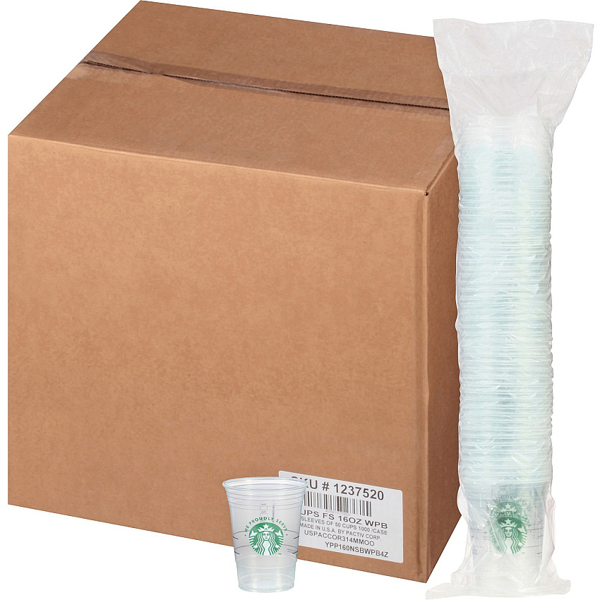 Starbucks We Proudly Serve 16 oz Cold Cups 16 fl oz - Clear, Green - Polypropylene - Cold Drink - 1000 / Carton (12420820)