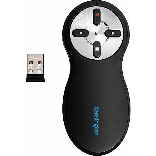 Kensington Wireless Presenter with Red Laser - Nano Receiver Wireless - Radio Frequency - 2.40 GHz - Black - USB Type A - 4 Button(s) - 1 Each - TAA Compliant (33272)