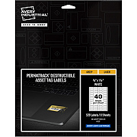 Avery&reg; PermaTrack Destructible Asset Tag Labels, 3/4" x 1-1/2" , 320 Asset Tags Waterproof - 3/4" Widthss x 1 1/2" Length - Permanent Adhesive - Rectangle - Laser - White - Film - 40 / Sheet - 40 Total Sheets - 320 Total Label(s) - 320/Pack -  (60529)