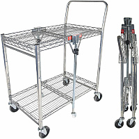Bostitch Stowaway Utility Cart 2 Shelf - 400 lb Load Capacity - 6 Casters - 31" Length x 19.50" Width x 39" Height - Chrome - 1 Each (BSACSMCR)