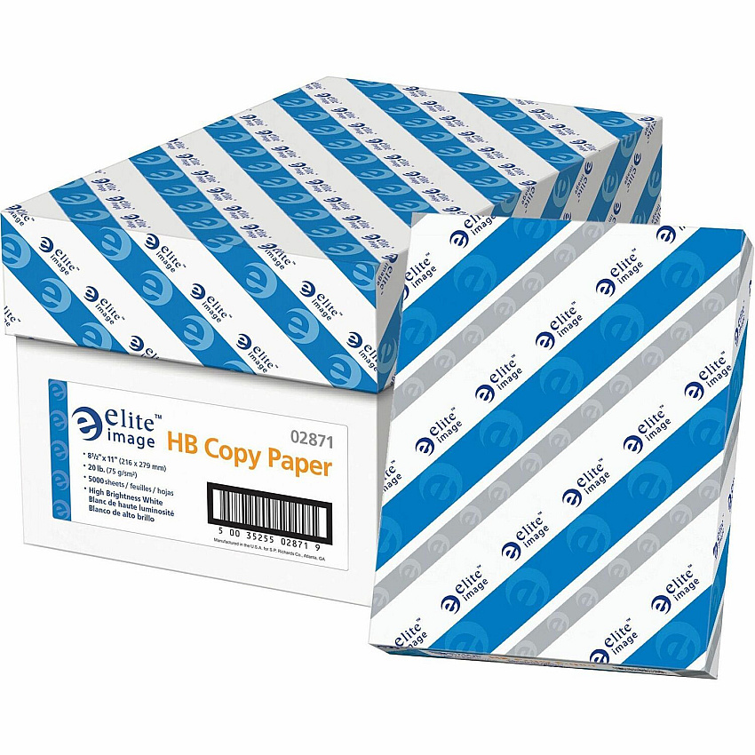 Elite Image HB Copy Paper Letter - 8 1/2" x 11" - 20 lb Basis Weight - Smooth - White - 10 / Carton (02871)