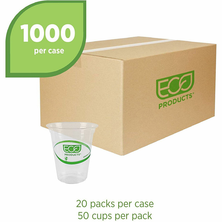 Eco-Products 16 oz GreenStripe Cold Cups 16 fl oz - Clear, Green - Polylactic Acid (PLA) - Cold Drink - 50/Pack - 20 / Carton (EPCC16GSACT)