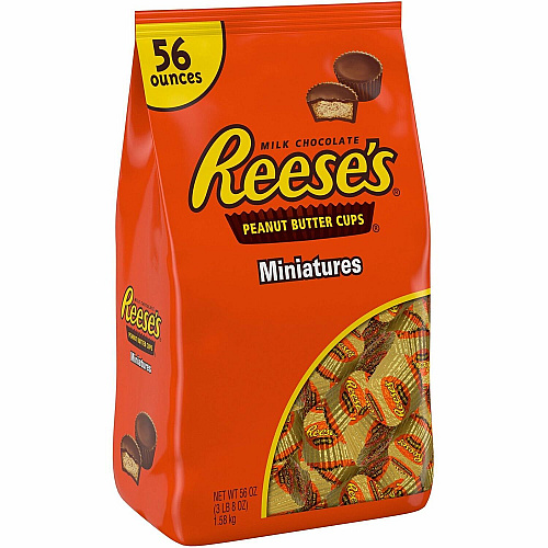 Reese's Candy Peanut Butter, Milk Chocolate - Individually Wrapped - 3.50 lb - 1 Carton (20900055)
