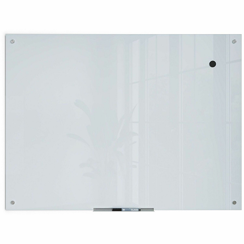 U Brands Magnetic Glass Dry Erase Board 48" (4 ft) Width x 36" (3 ft) Height - Frosted White Tempered Glass Surface - Rectangle - Horizontal/Vertical - Magnetic - 1 Each (2299U0001)