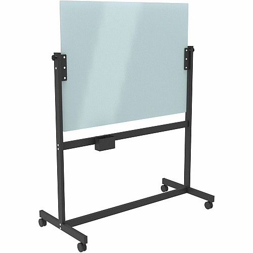 U Brands Magnetic Glass Dry Erase Board Rolling Easel 48" (4 ft) Width x 36" (3 ft) Height - Frosted White Tempered Glass Surface - Rectangle - Horizontal - Floor Standing, Portable - Magnetic - 1 Each (2368U0001)