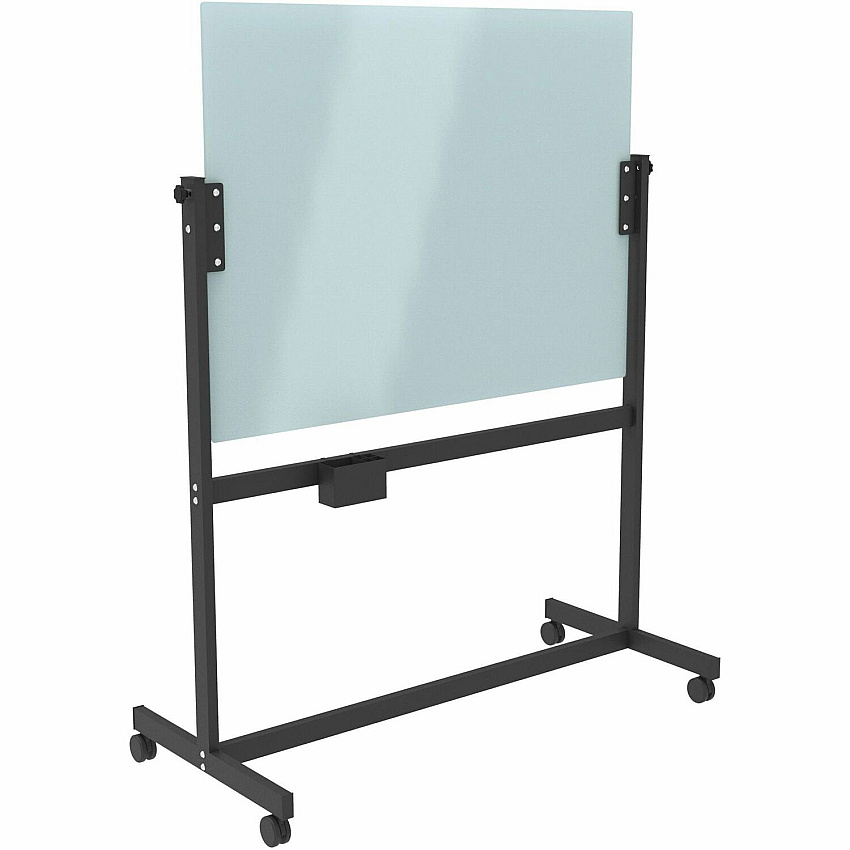 U Brands Magnetic Glass Dry Erase Board Rolling Easel 48" (4 ft) Width x 36" (3 ft) Height - Frosted White Tempered Glass Surface - Rectangle - Horizontal - Floor Standing, Portable - Magnetic - 1 Each (2368U0001)
