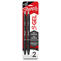 Sharpie S-Gel Pens 0.7 mm Pen Point - Black Ink - Gel-based - Black Barrel - 2 / Pack (2096156)