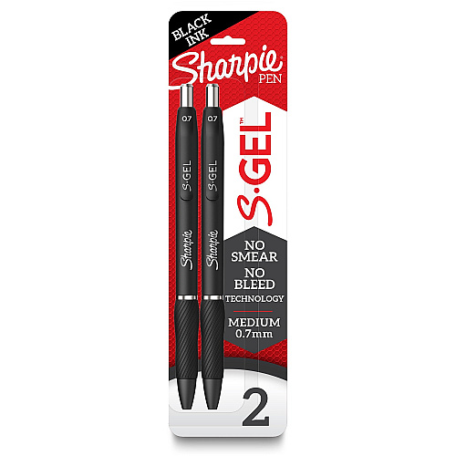 Sharpie S-Gel Pens 0.7 mm Pen Point - Black Ink - Gel-based - Black Barrel - 2 / Pack (2096156)