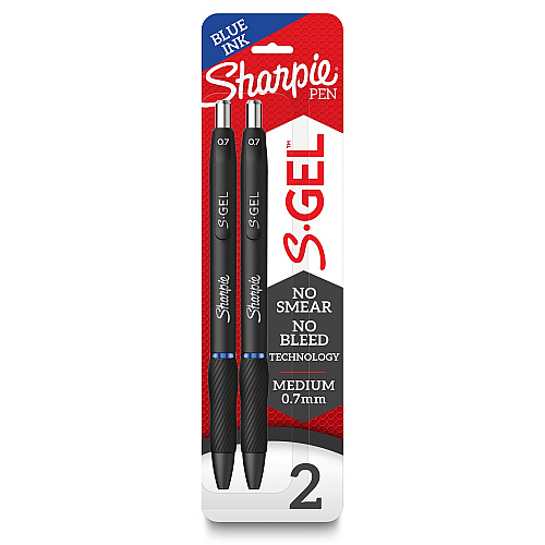 Sharpie S-Gel Pens 0.7 mm Pen Point - Blue Ink - Gel-based - Black Barrel - 2 / Pack (2096170)