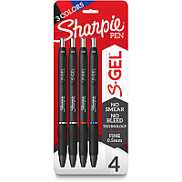 Sharpie S-Gel Pens 0.5 mm Pen Point - Blue, Black, Red Ink - Gel-based - Black Barrel - 4 / Pack (2116199)