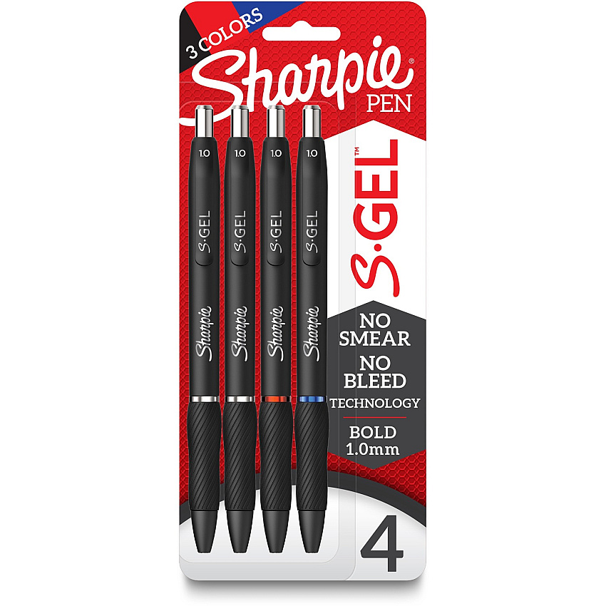 Sharpie S-Gel Pens 1 mm Pen Point - Multi Ink - Gel-based - Black Barrel - 4 / Pack (2116198)