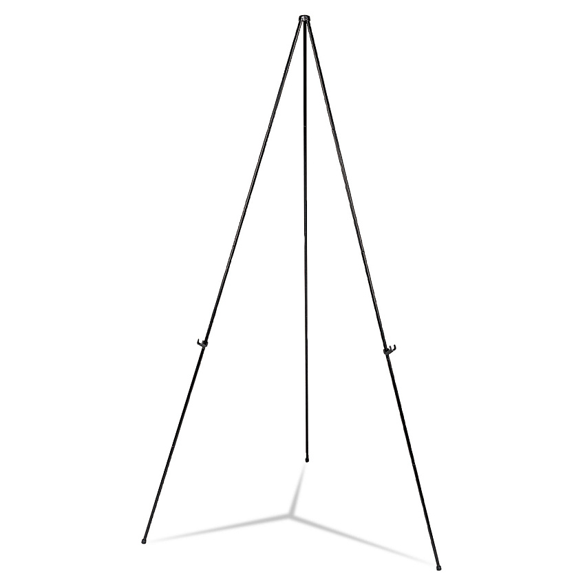 Universal Heavy-Duty Instant Setup Foldaway Easel, Adjusts 25" to 63" High, Aluminum, Black (UNV43027)