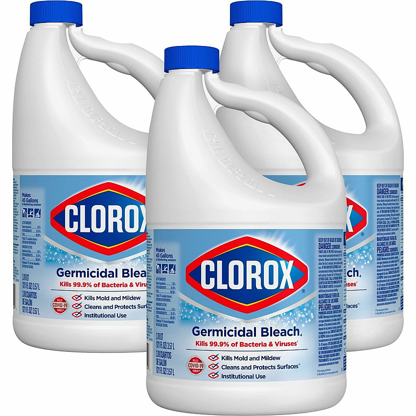 Clorox Germicidal Bleach Concentrate - 121 fl oz (3.8 quart) - Regular Scent - Disinfectant - White - 3 / Carton (32429CT)