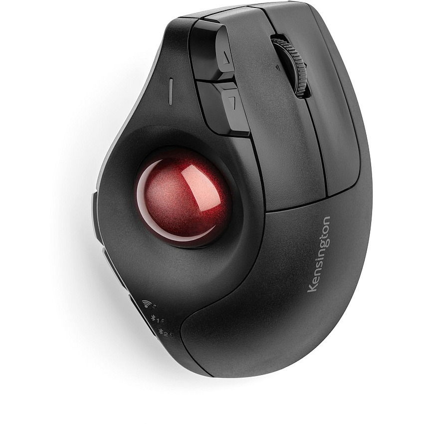 Kensington Pro Fit Ergo Vertical Wireless Trackball Optical - Wireless - Bluetooth/Radio Frequency - 2.40 GHz - Black - 1 Pack - Scroll Wheel - 9 Button(s) (75326)
