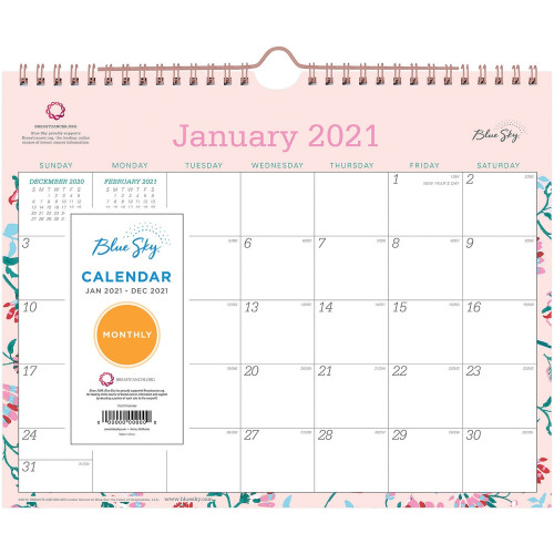 Blue Sky 11x8 Monthly Wall Calendar (101632)