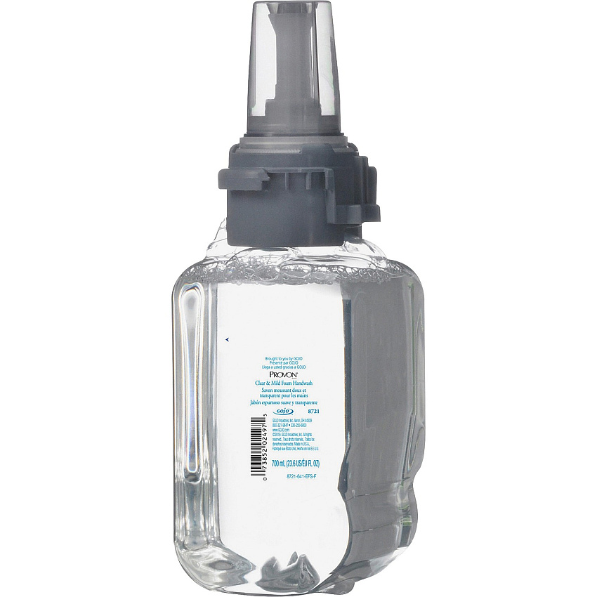Provon ADX-7 Clear & Mild Foam Handwash Fragrance-free Scent - 23.67 fl oz - Pump Bottle Dispenser - Kill Germs - Hand - Moisturizing - Clear - Rich Lather, Dye-free, Bio-based - 1 Each (872104)