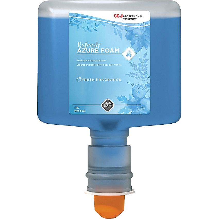 SC Johnson Fresh Apple Scent Foam Hand Soap 1.27 quart - Dirt Remover - Hand - Moisturizing - Blue - Anti-irritant, Non-drying - 3 / Carton (AZU120TF)