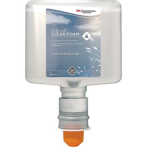 SC Johnson Hypoallergenic Foam Hand Soap 1.27 quart - Dirt Remover - Hand - Moisturizing - Clear - Unscented, Dye-free, Anti-irritant - 3 / Carton (CLR120TF)