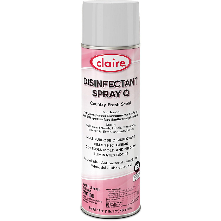 Claire Multipurpose Disinfectant Spray Ready-To-Use - 17 fl oz (0.5 quart) - Country Fresh Scent - Antibacterial, Non-porous - Pink - 12 / Carton (C1001)
