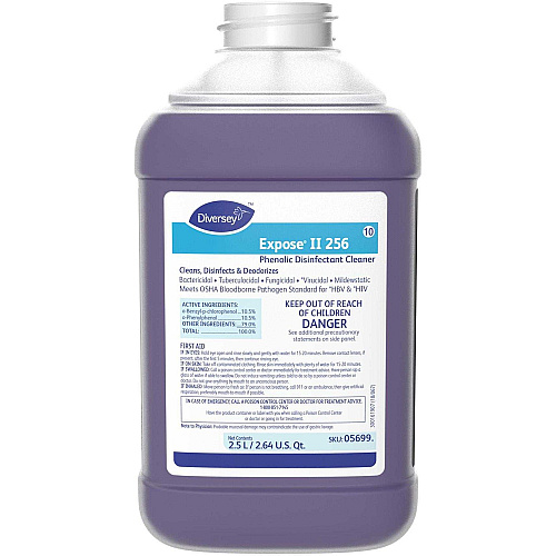Diversey Expose Phenolic Disinfectant Cleaner Concentrate - 84.5 fl oz (2.6 quart) - Citrus Scent - Deodorize, Non-porous - Purple - 2 / Carton (05699)