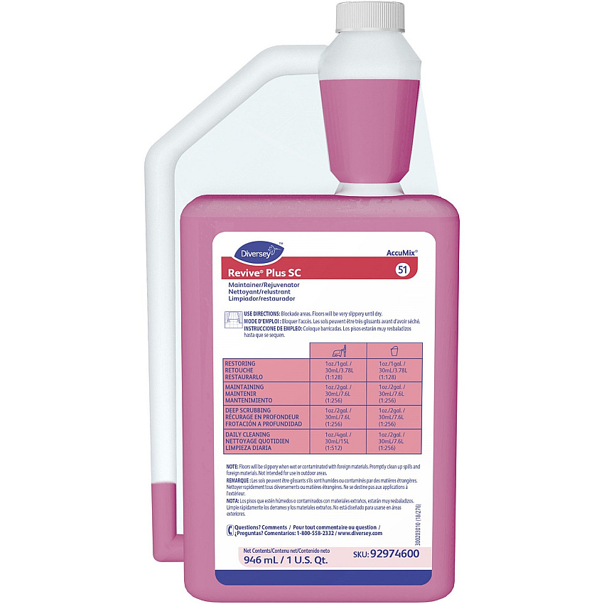 Diversey Floor Cleaner/Maintainer 32 fl oz (1 quart) - Sweet Scent - Fast Acting, Quick Drying - Red - 6 / Carton (92974600)