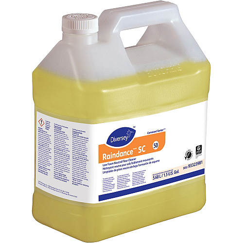Diversey Raindance Neutral Floor Cleaner #50 Concentrate - 192 fl oz (6 quart) - Floral Scent - Low Foaming, Non Alkaline - Yellow - 2 / Carton (93323981)