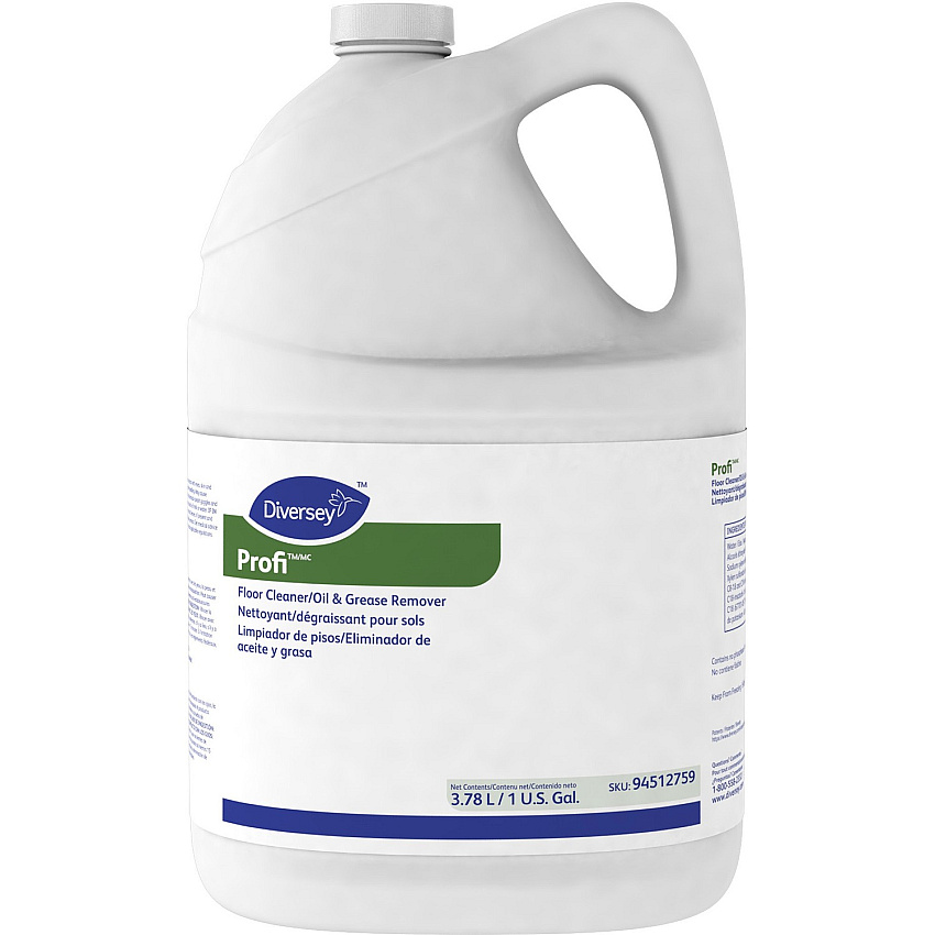 Diversey Profi Floor Cleaner/Grease Remover 128 fl oz (4 quart) - Surfactant Scent - Solvent-free, pH Neutral, Butyl-free - White - 4 / Carton (94512759)